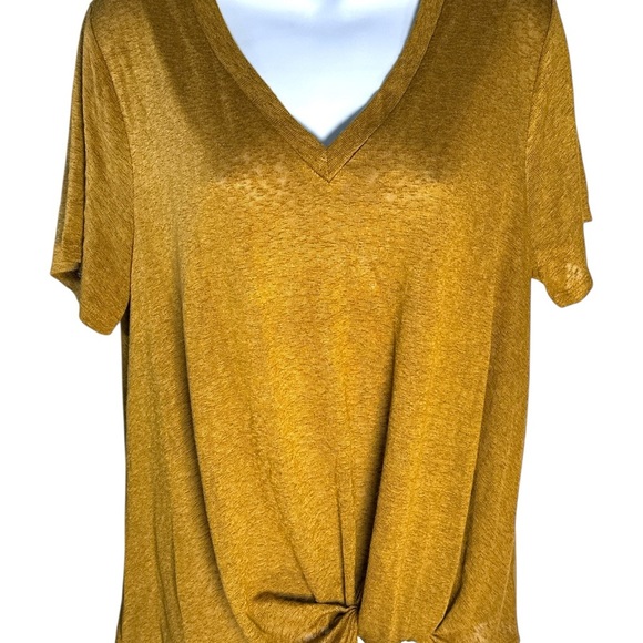 Caslon Yellow Short Sleeve Tie Front Tee - Picture 1 of 6